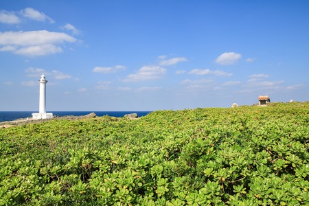 landscape of cape zanpa park in Okinawam Japanの写真素材