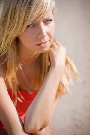 blond girl portraitの写真素材