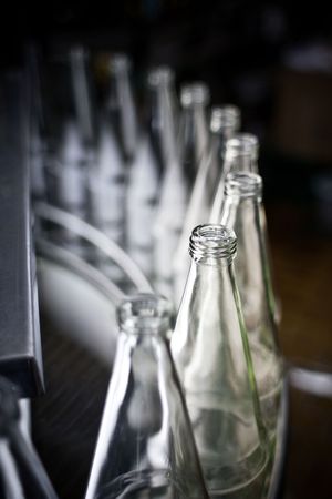 empty bottles in a rowの写真素材
