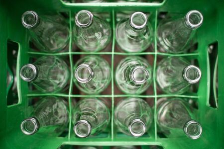 box of empty bottlesの写真素材