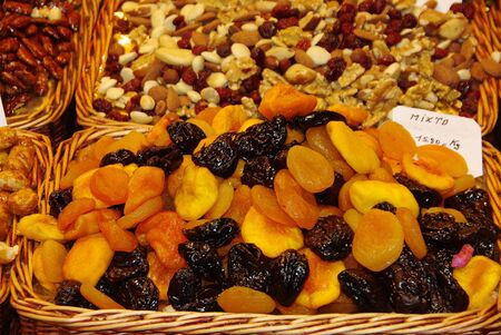 Dried fruit on a market in Spainの写真素材