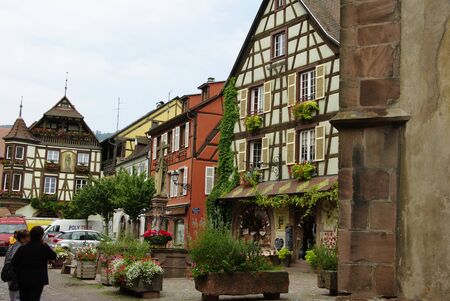 Village of Kaysersberg vineyards in Alsaceのeditorial素材