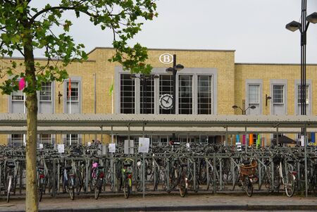 Bicycle parking in Bruges Belgiumのeditorial素材
