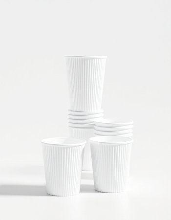 White Paper Disposable Cup Mock-Up - Three Floating Cupsの素材