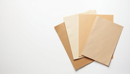 Blank brown envelope on white background. Copy space for text.の素材