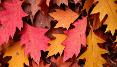 Autumn leaves background. Colorful autumn leaves background with copy spaceの素材