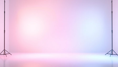 Empty studio room with lighting equipment, 3d rendering. Computer digital drawing.の素材