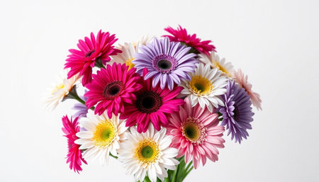Bouquet of colorful gerbera flowers on a white backgroundの素材