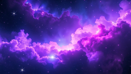 Night sky with clouds and stars. Space background. 3d renderingの素材