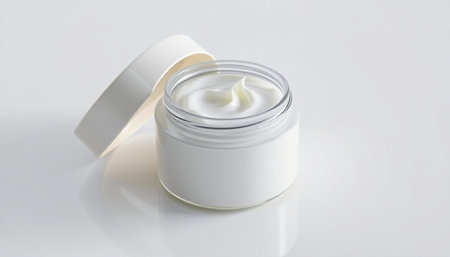 cosmetic cream in a jar on a white background, closeupの素材