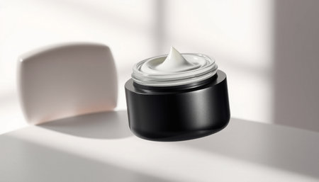 Face cream in a jar on a white background. Skin care conceptの素材