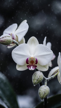 White orchid flower in the garden. (Phalaenopsis )の素材
