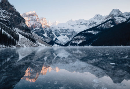 Lake Louise in Banff National Park, Alberta, Canada in winterの素材