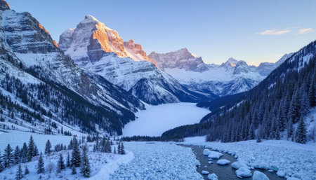 Beautiful winter landscape in the Canadian Rockies, Banff National Parkの素材