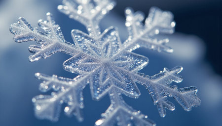 snowflakes on blue background macro close up shallow dofの素材
