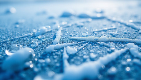 water drops on blue background, macro photo with shallow depth of fieldの素材