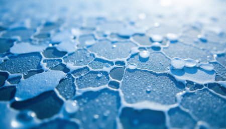 Water drops on blue background. Water drops on blue background. Water drops on blue backgroundの素材