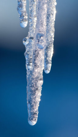 icicles on a blue background. macro. shallow depth of fieldの素材