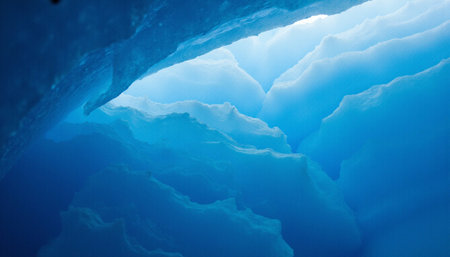 Inside the ice cave in the deep blue water of Lake Baikalの素材