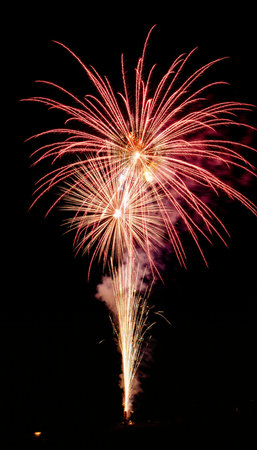 Beautiful firework display for celebration happy new year and merry christmasの素材
