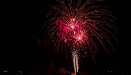 Colorful firework display for celebration happy new year and merry christmasの素材
