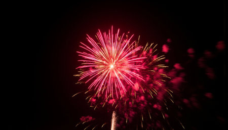 Colorful firework display for celebration happy new year and merry christmasの素材