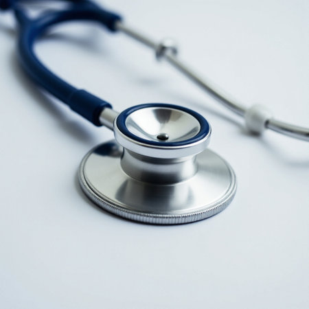 Stethoscope on white background, closeup. Medical concept.の素材