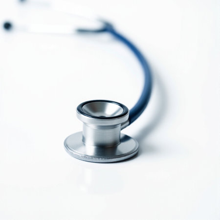 Stethoscope on white background, close up. Medical equipment.の素材
