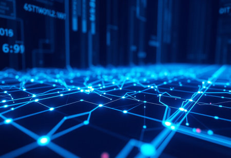 3d rendering of abstract technology background. Network connection concept. High tech background.の素材