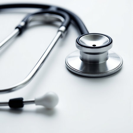 Stethoscope on a white background. Health care and medical concept.の素材