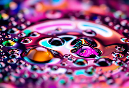 Colorful abstract background with water drops. Macro photography of water drops.の素材