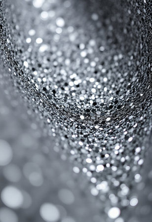Silver bokeh abstract background. Silver glitter defocused lights.の素材