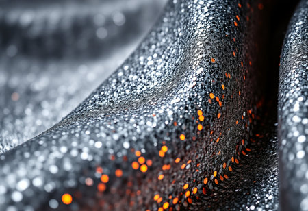 Close-up of black fabric with sparkles. Abstract background.の素材