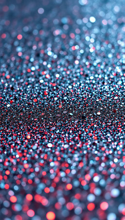 Abstract background of red and blue glittering bokeh lights.の素材