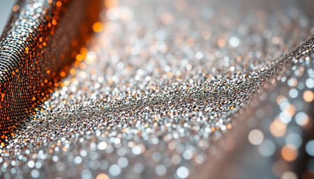 Silver glittering abstract background with bokeh defocused lights.の素材