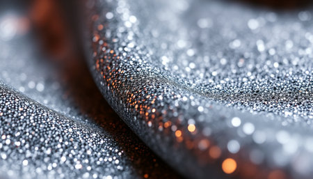 closeup of shiny silver fabric with shallow depth of field, abstract backgroundの素材