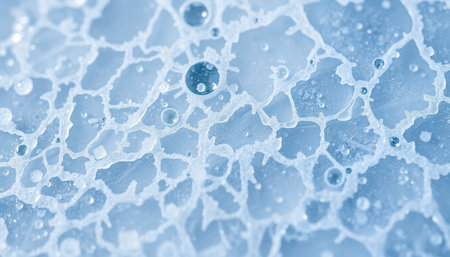 Macro of water drops on the surface of the soap. Abstract backgroundの素材