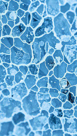 abstract background of broken glass in blue tone, closeup of photoの素材