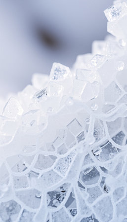 Close-up of ice crystals on a frozen lake. Macro.の素材