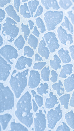 Close up of ice crystals on a glass surface. Abstract background.の素材