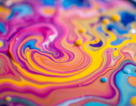 abstract colorful background, close up of acrylic paint on water surfaceの素材