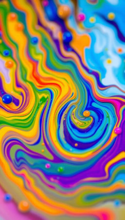 abstract background of colorful psychedelic liquefied paint, close upの素材
