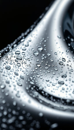 Water drops on the car's surface close-up macro photography.の素材