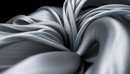 Texture, background, pattern, silk fabric of gray color with a metallic thread.の素材