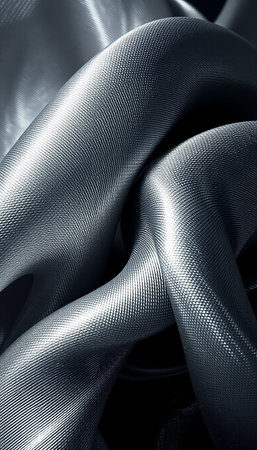 Closeup of rippled satin fabric, monochromeの素材