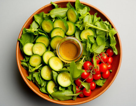 Avocado salad with arugula, cherry tomatoes and olive oilの素材