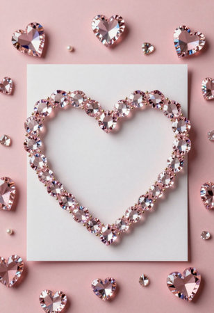 Valentine's day greeting card with hearts on pink background.の素材
