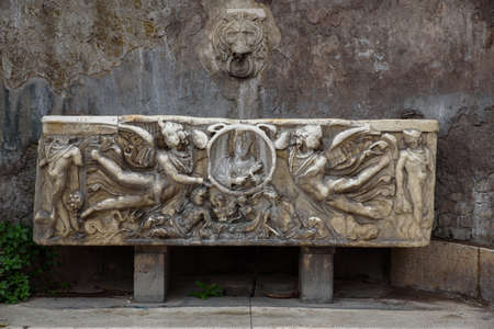 Details of the Fontana del Colosseo, Rome, Italy.の写真素材