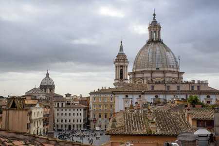 Panoramic view of Piazza Navona square Rome, Italy.の写真素材