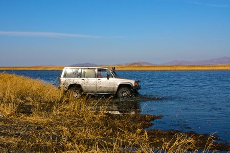 Khasansky swamp reeds. SUV boost channel.のeditorial素材